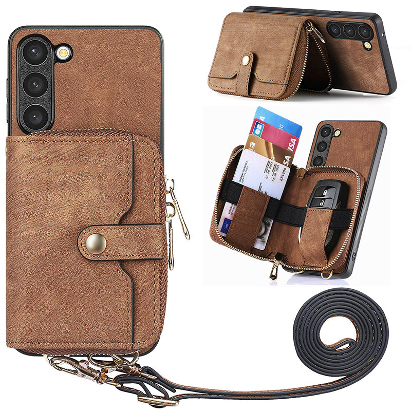 For Samsung Galaxy S23 Zipper Wallet Kickstand Phone Case PU Leather PC TPU Cover with Lanyard For Samsung Galaxy S23 Zipper Wallet Kickstand Phone Case PU Leather PC TPU Cover with Lanyard